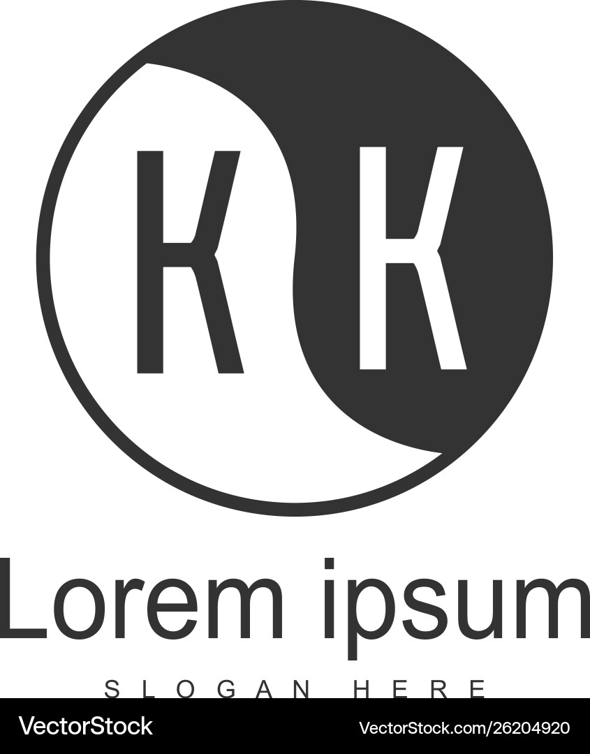 Initial kk logo template with modern frame Vector Image