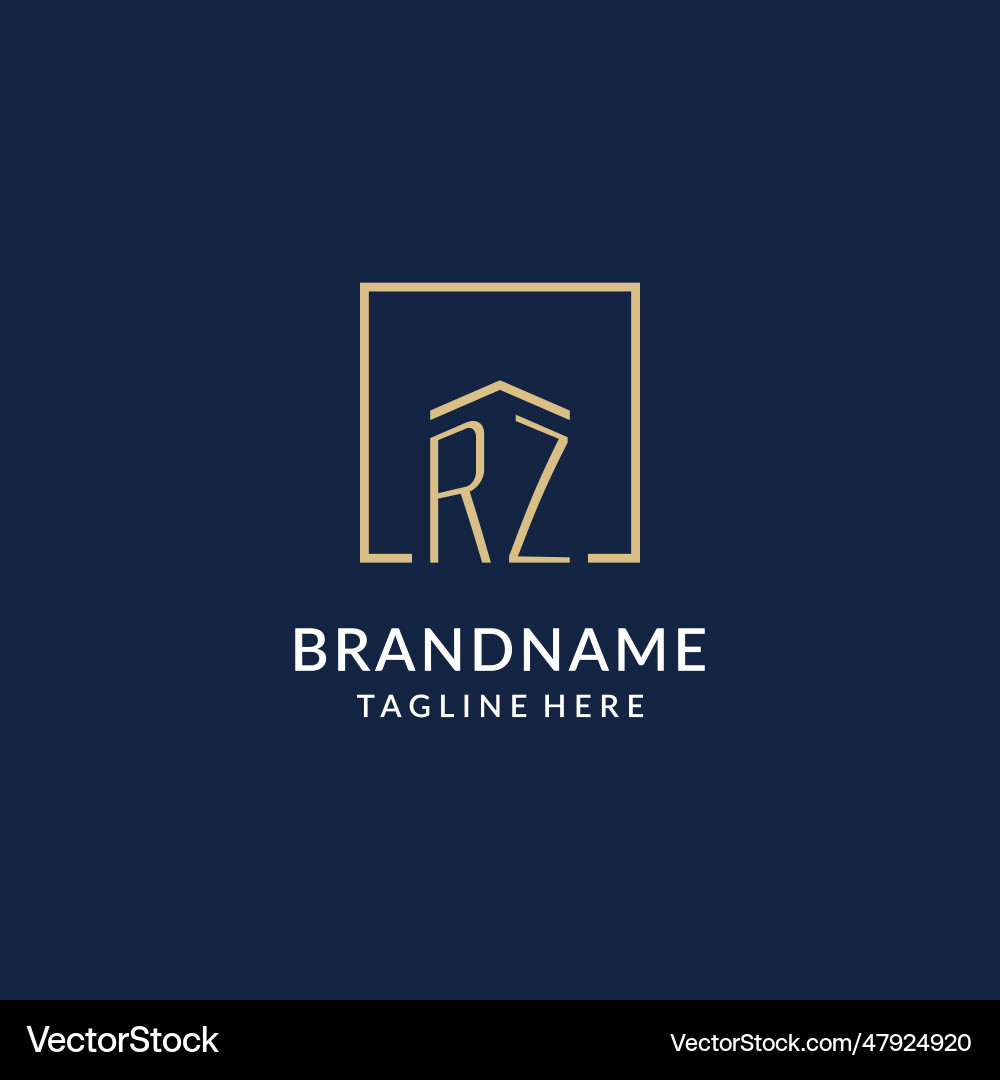 Initial rz square lines logo modern and luxury Initial rz square lines logo modern and luxury Vector Image