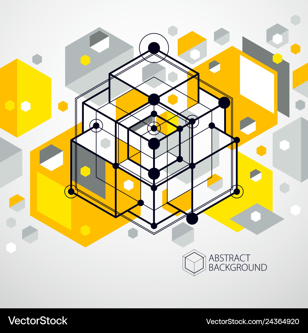 Isometric abstract yellow background with linear Isometric abstract yellow background with linear vector image