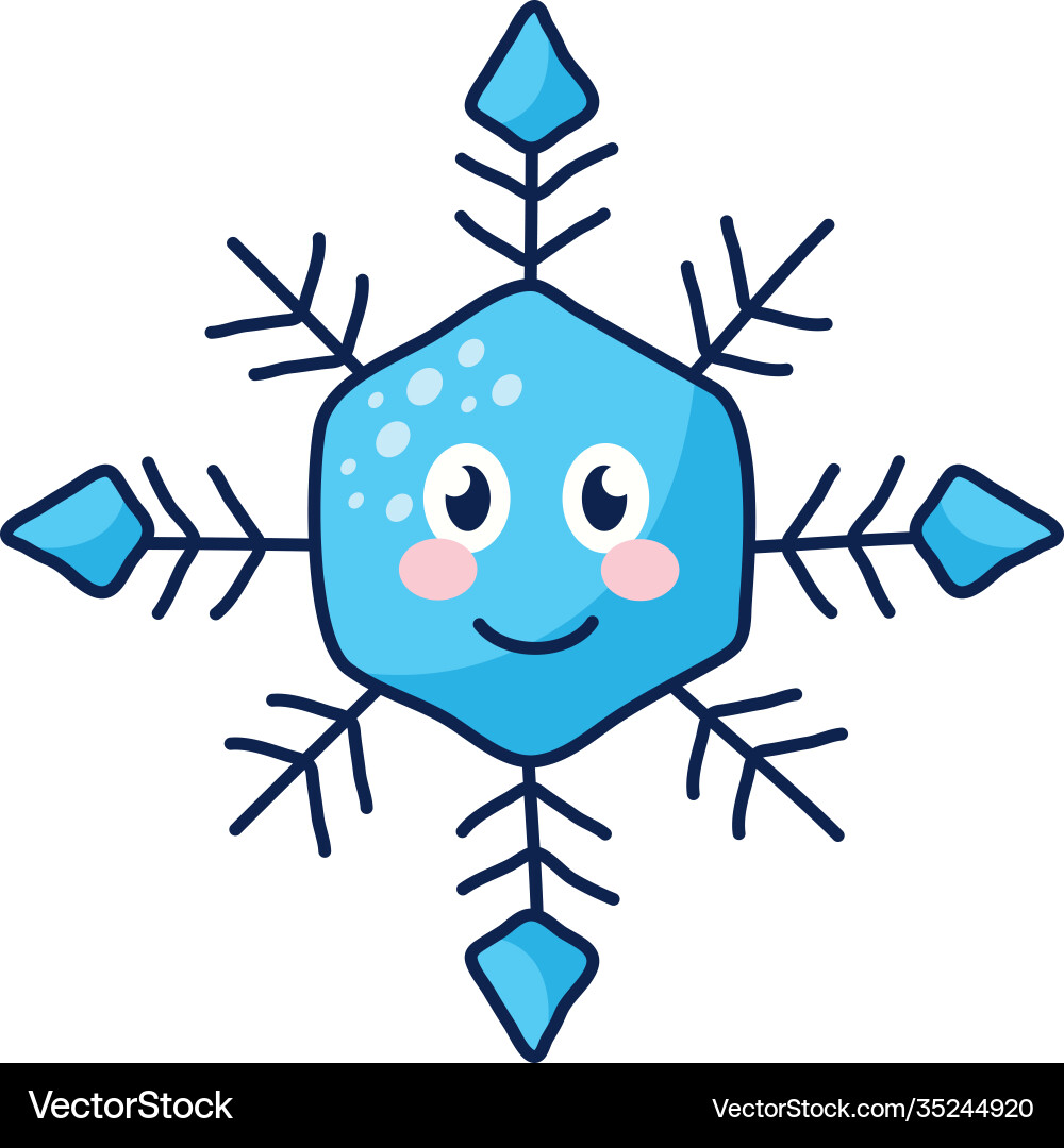 Kawaii Snowflake Character Vector Image