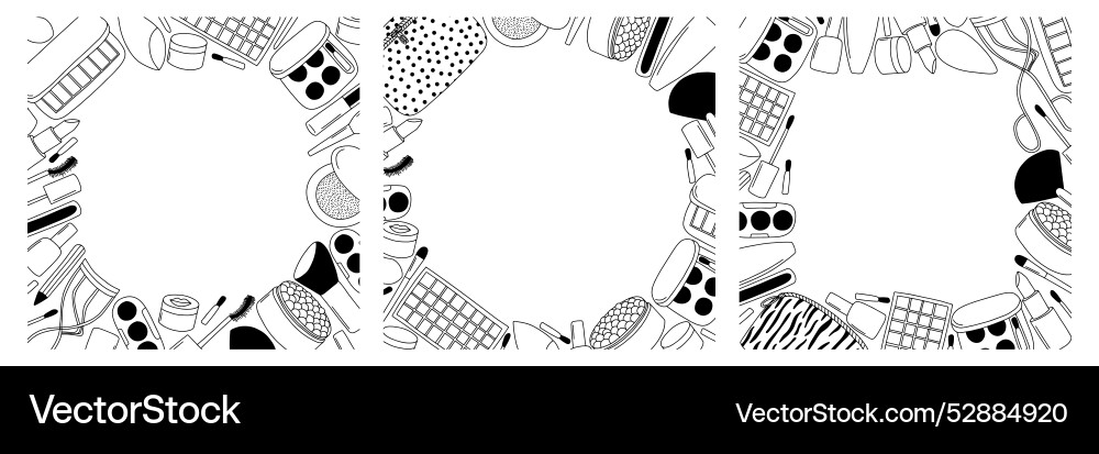 Make up doodle frames set Vector Image