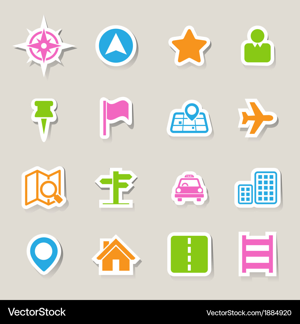Map and location icons set vector image