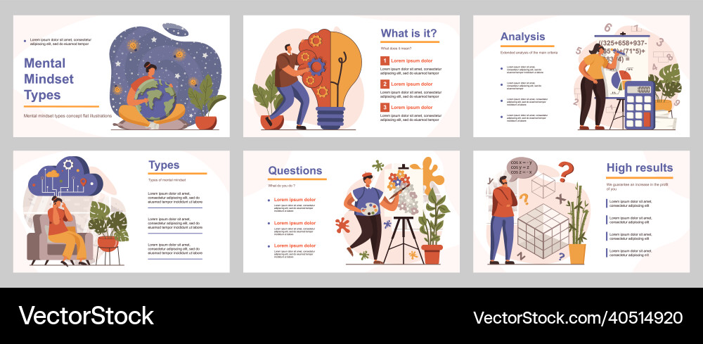 Mental mindset types concept for presentation Vector Image