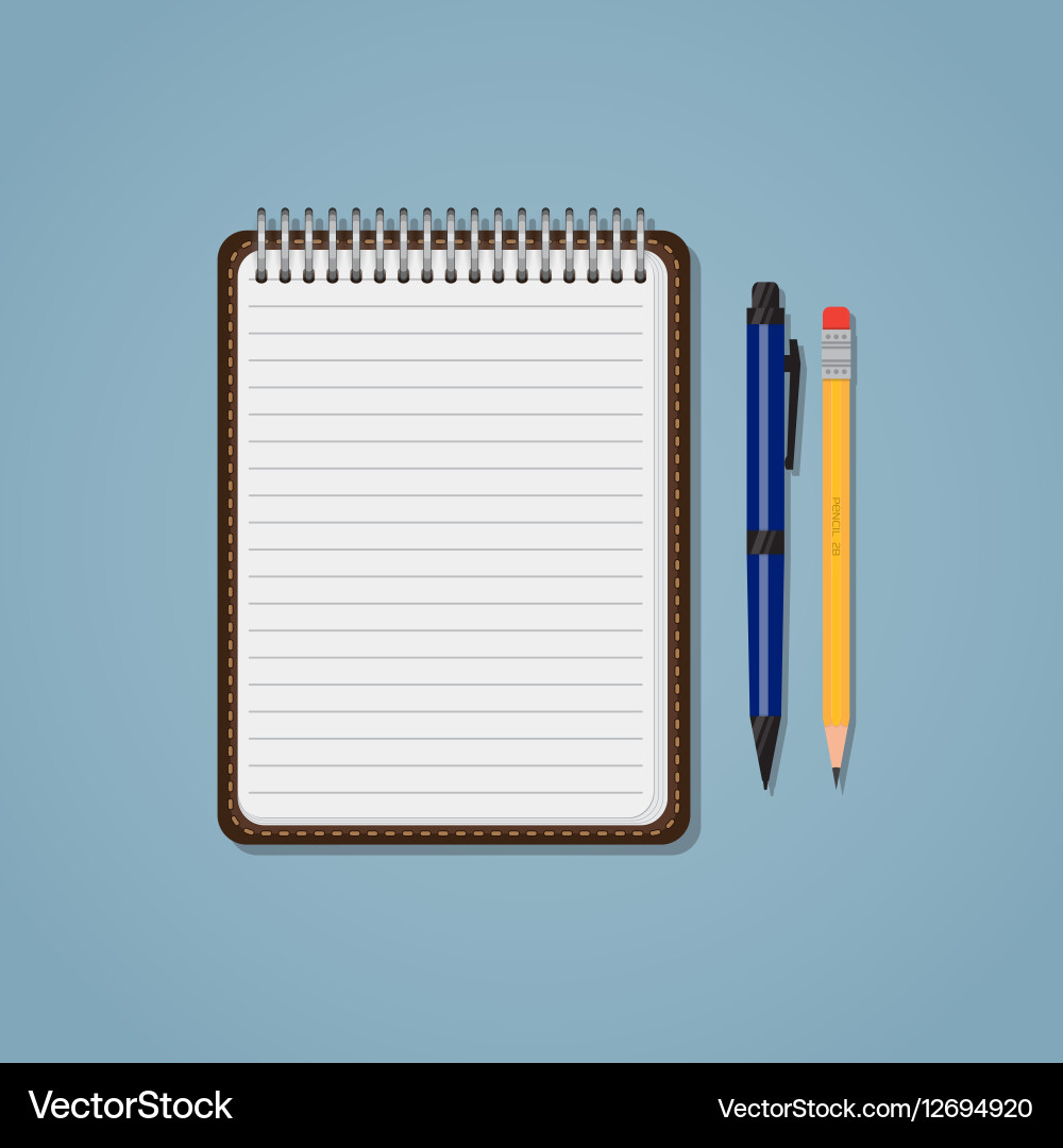 Notebook with pen and pencil Vector Image