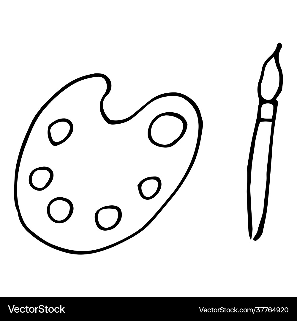 Palette and brush set objects for drawing Palette and brush set objects for drawing Vector Image