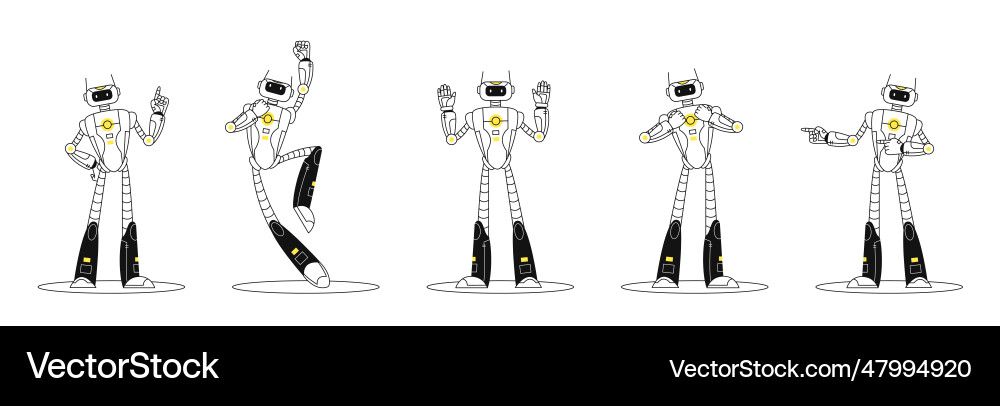 Set of robots with functions Set of robots with functions vector image