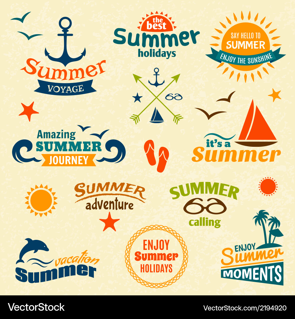 Summer element label set vector image