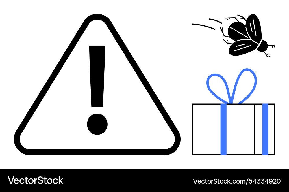 Warning triangle with exclamation mark flying Warning triangle with exclamation mark flying vector image