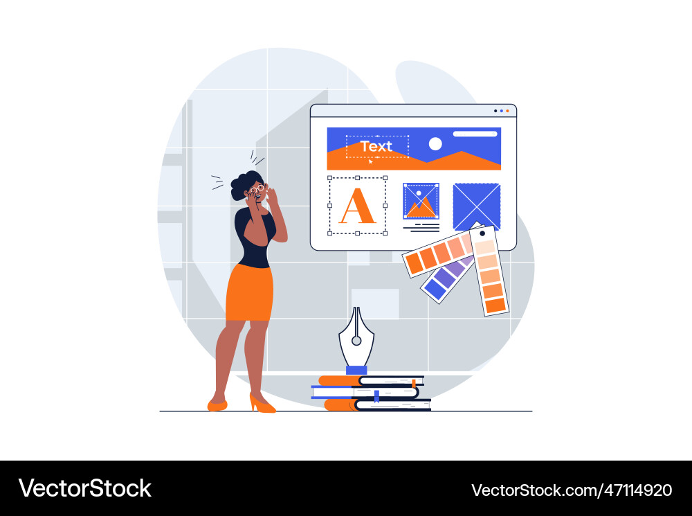 Web design concept with character scene Web design concept with character scene vector image