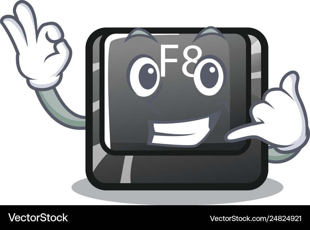 Call me f8 button displayed on cartoon keyboard Call me f8 button displayed on cartoon keyboard Vector Image