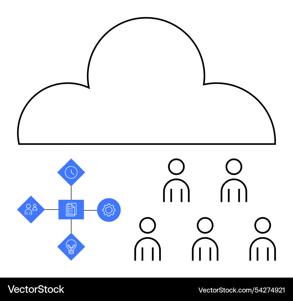 Cloud computing concept with people and task Vector Image