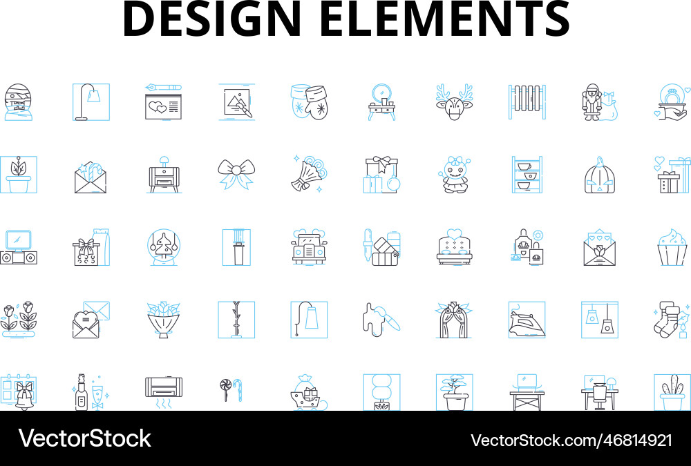 Design elements linear icons set color Design elements linear icons set color vector image