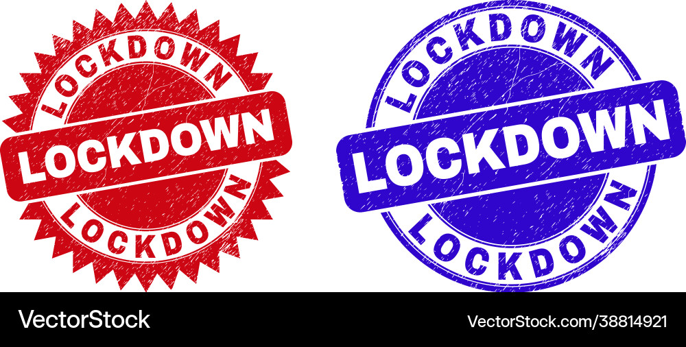 Lockdown rounded and rosette stamps with corroded Vector Image