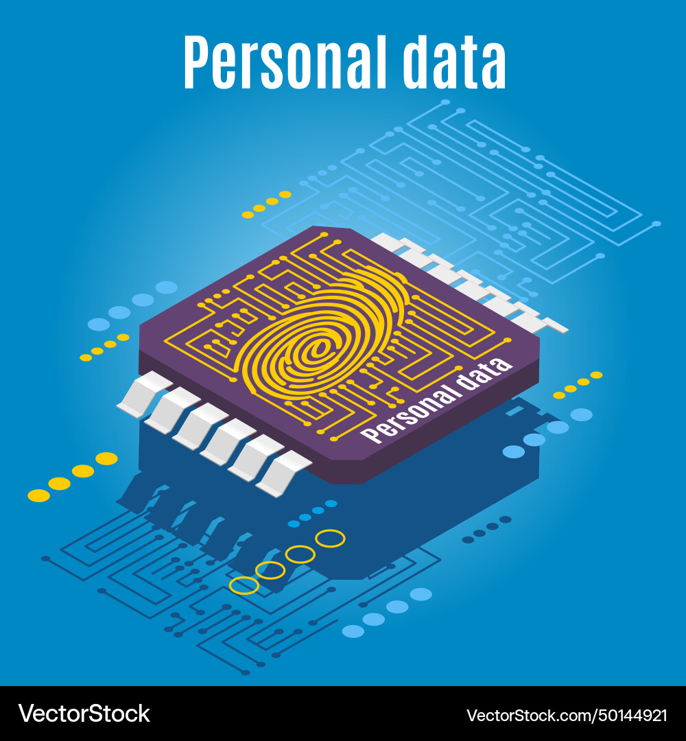 Microchip biometrics isometric background Microchip biometrics isometric background vector image