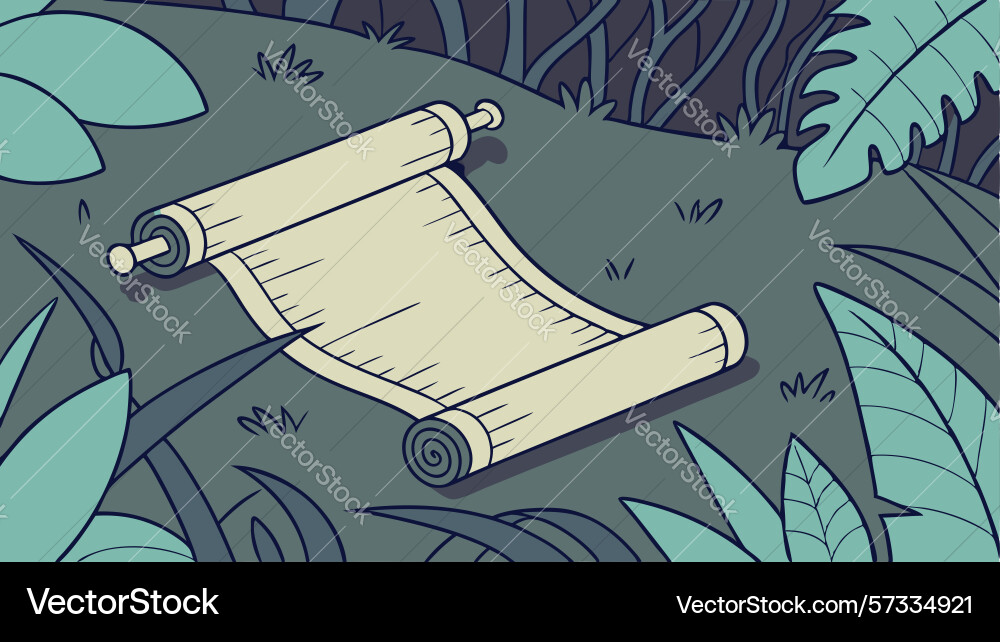 Mysterious unfurling scroll in nature ancient vector image