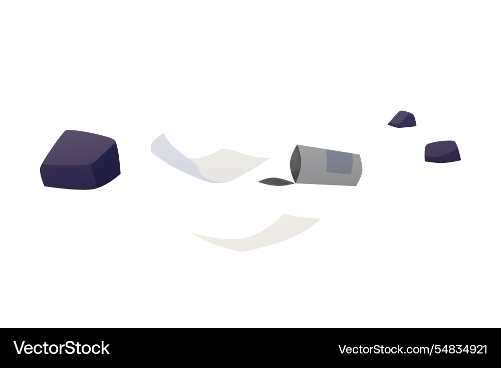 Overturned destroyed trash can with scattered Vector Image