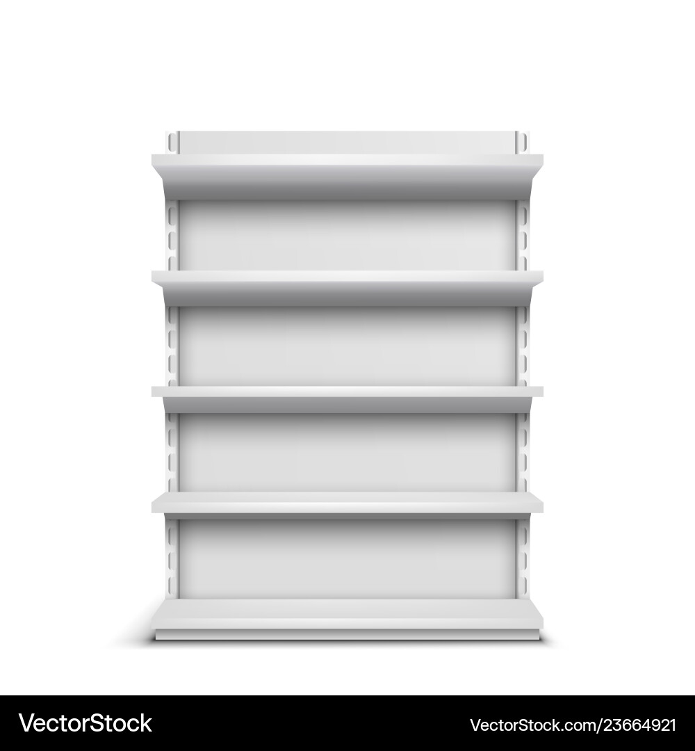 Rack with empty shelves 3d realistic Rack with empty shelves 3d realistic vector image