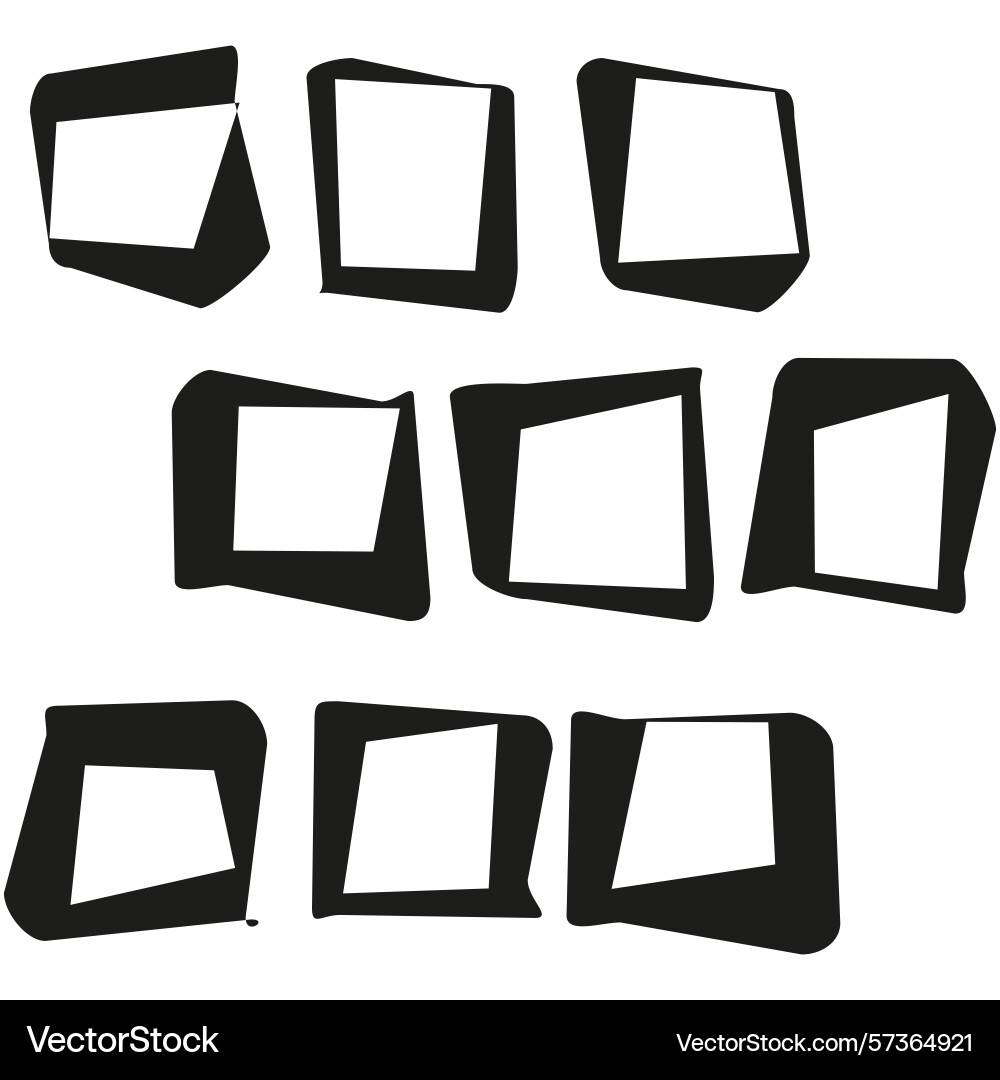 Rough square frames imperfect shape collection Rough square frames imperfect shape collection vector image