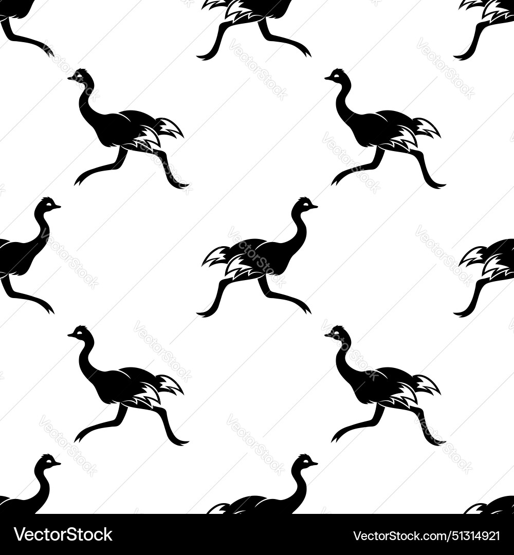 Seamless pattern with running ostriches vector image