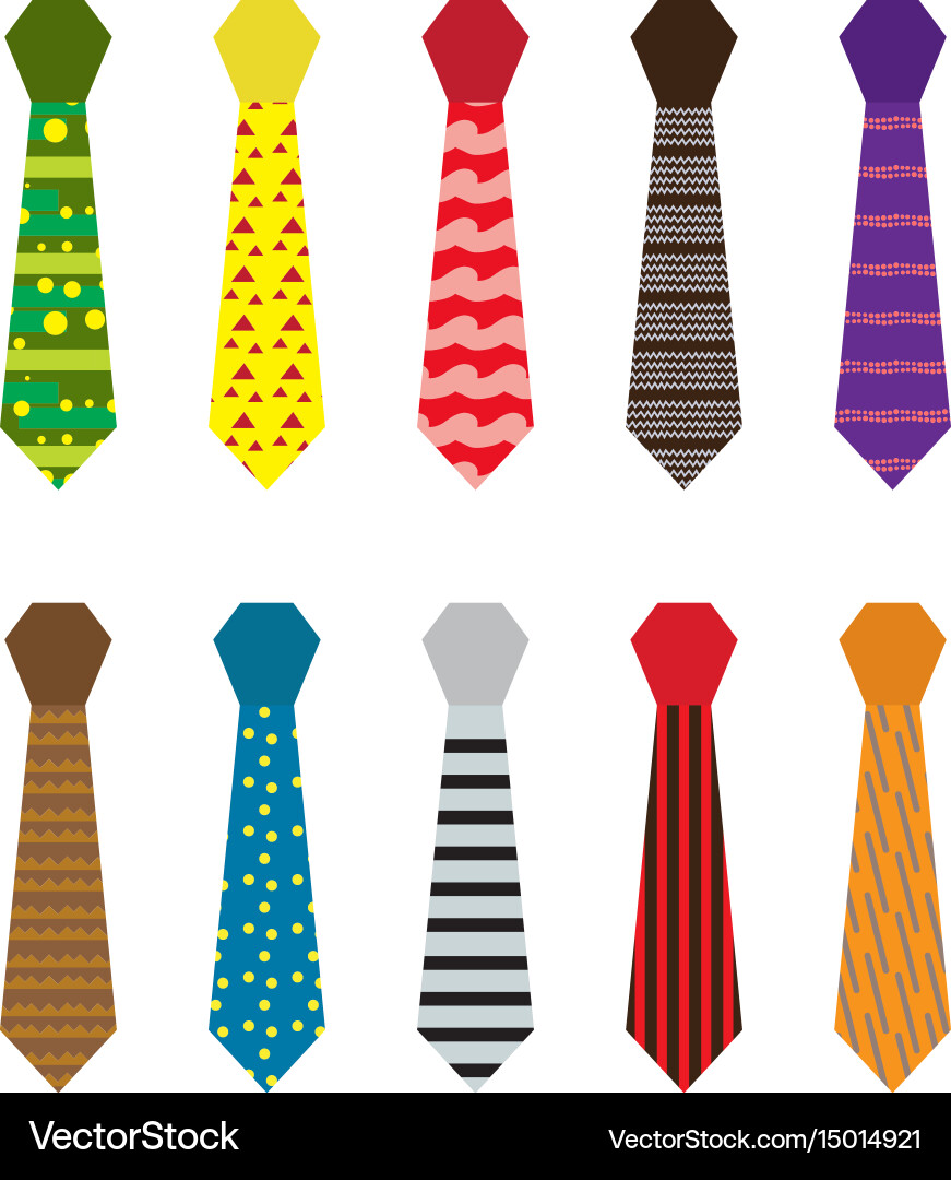 Set of multicolored ties with different patterns vector image