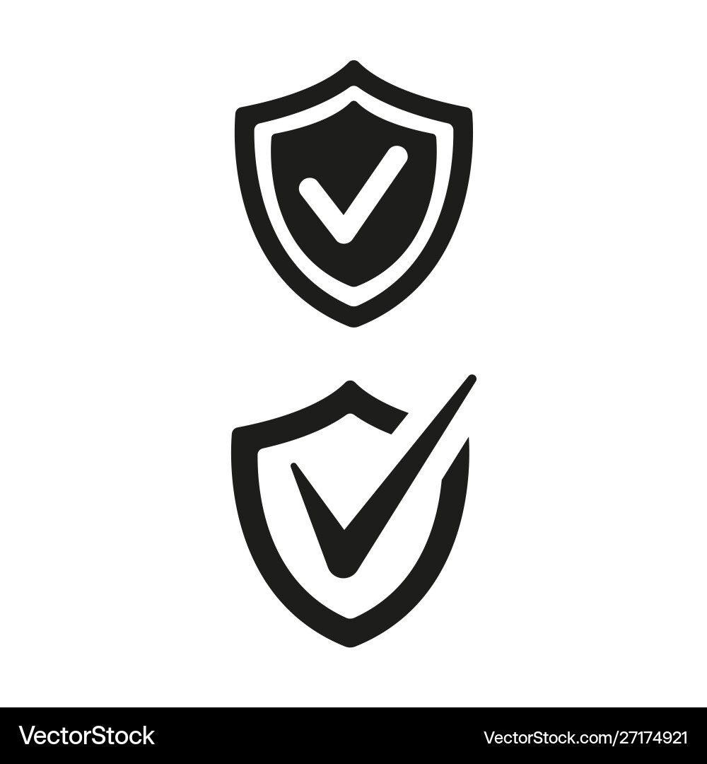 Shield with check mark icons on white background Shield with check mark icons on white background vector image