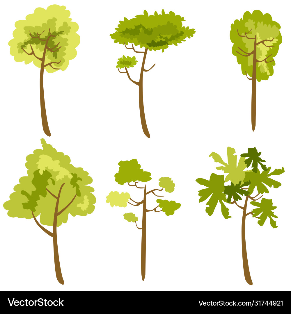 Tree set for landscape design elements vector image