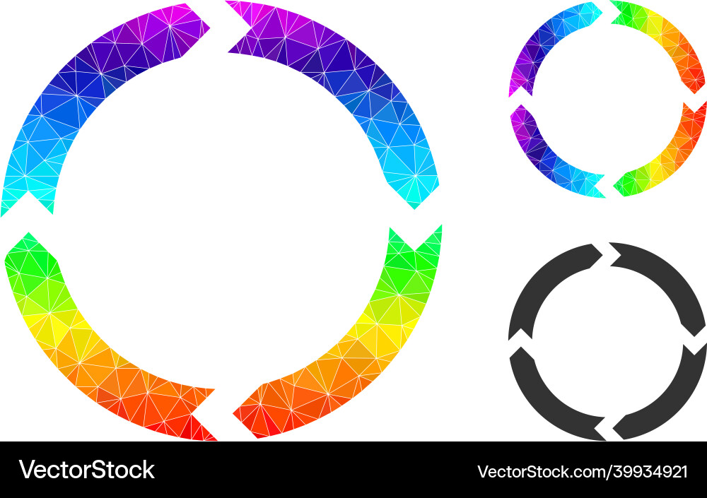 Triangle filled rotation icon with spectral vector image