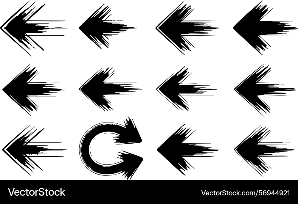 Twelve distorted arrow shapes with a circular vector image