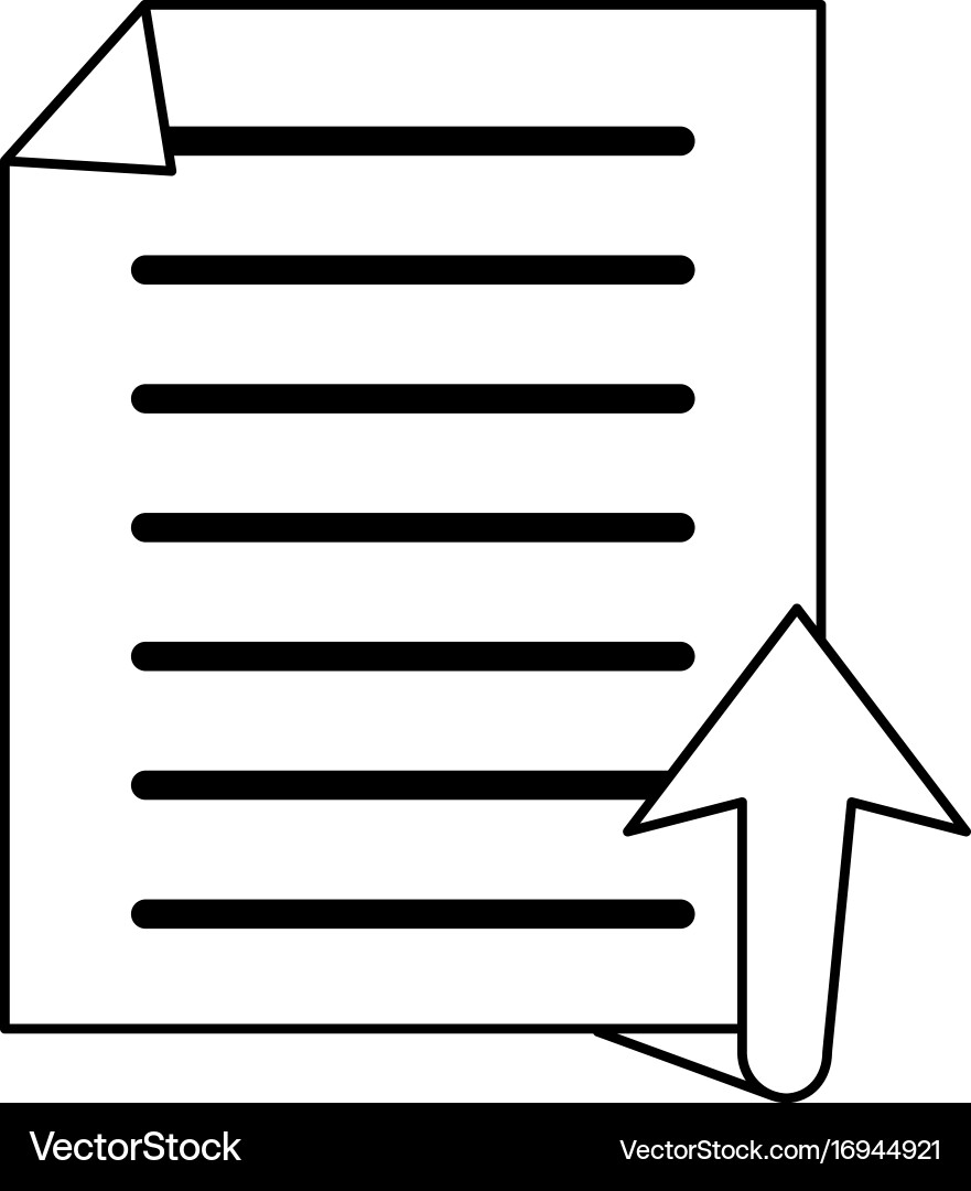Upward arrow with file or text document icon image vector image