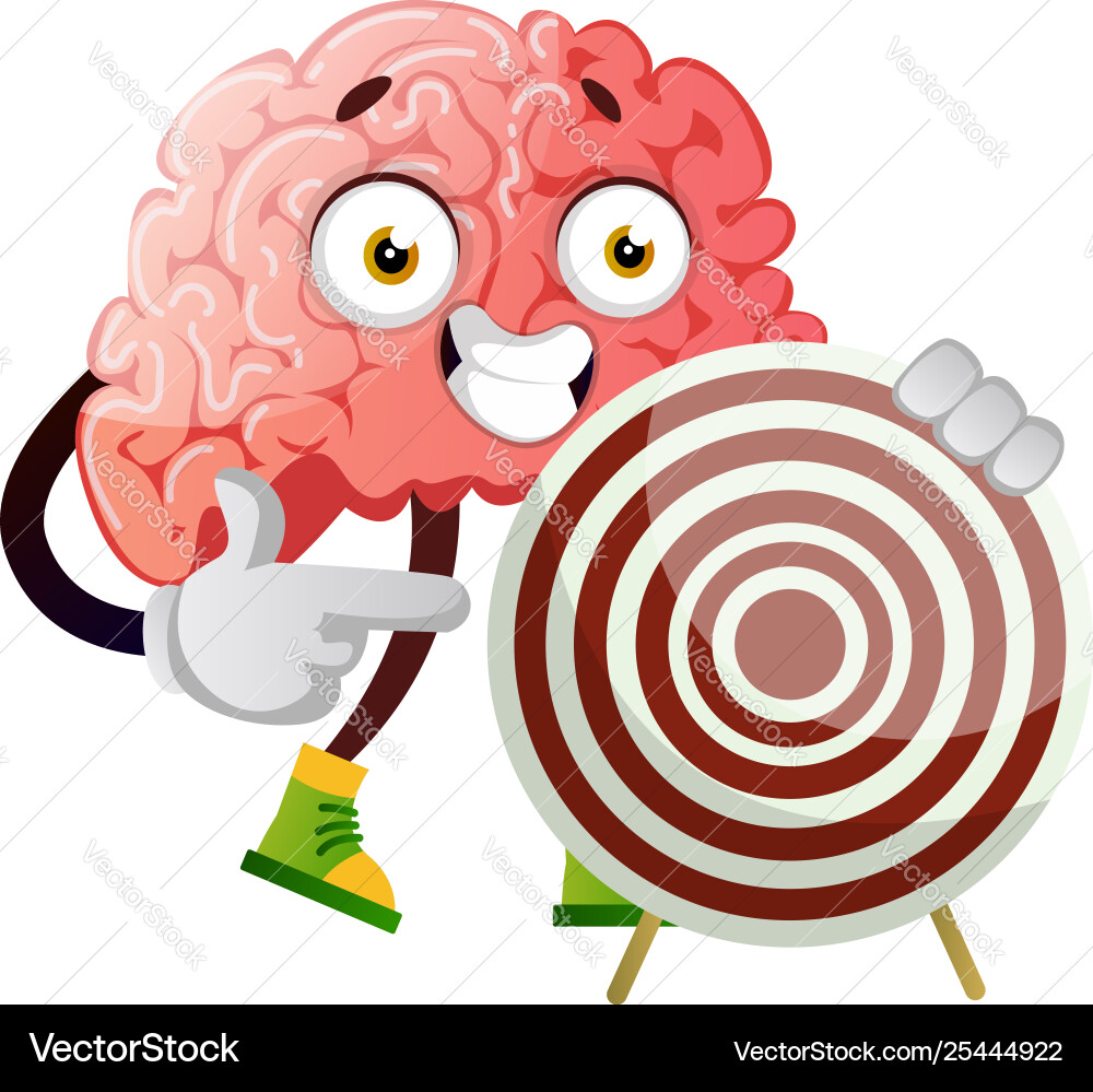 Brain with Target - Intelligence Concept Vector Image