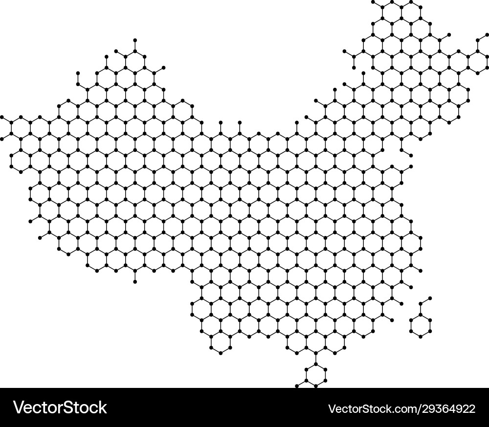 China map from abstract futuristic hexagonal China map from abstract futuristic hexagonal vector image