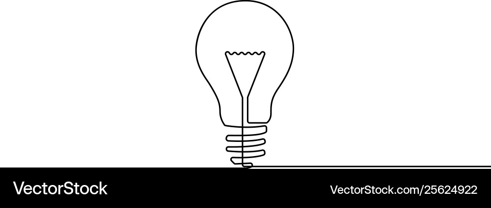 Continuous one line bulb - symbol idea Continuous one line bulb - symbol idea vector image