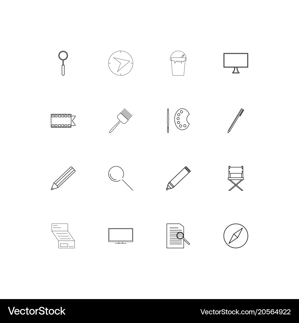 Creative process and design simple linear icons vector image