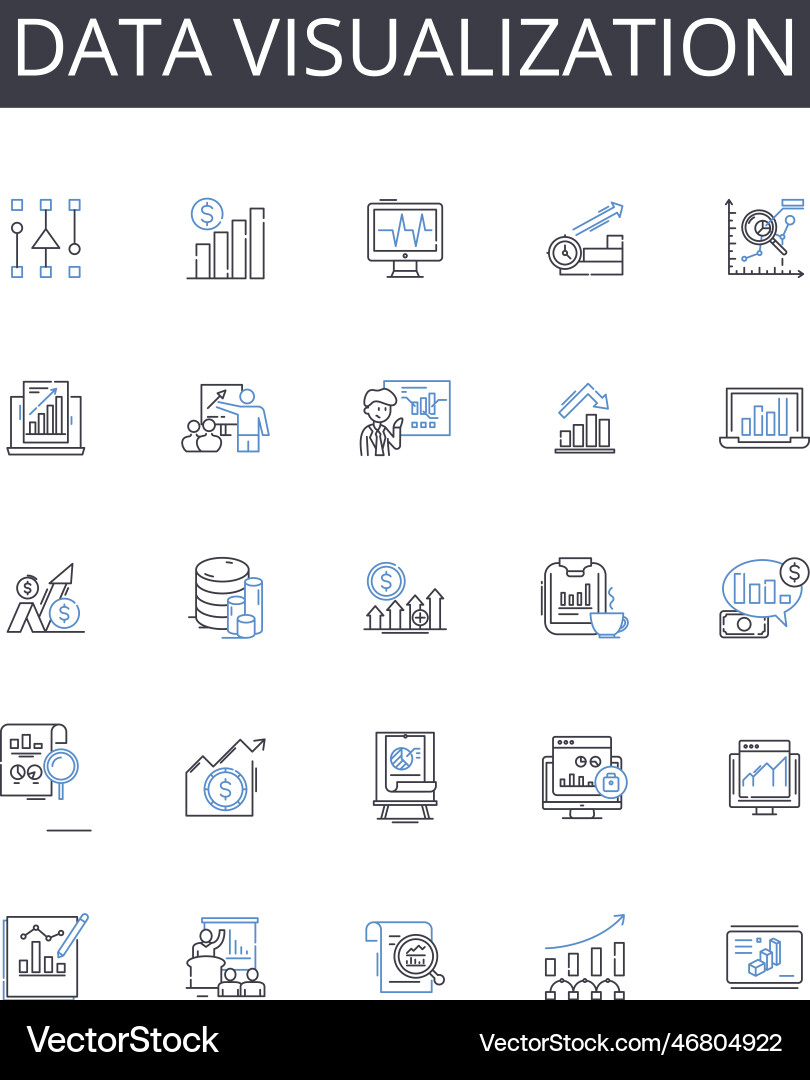 Data visualization line icons collection Data visualization line icons collection vector image