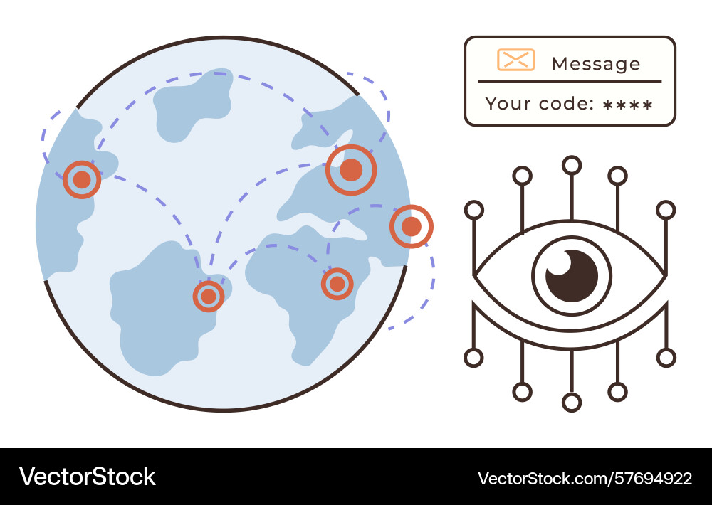 Global cybersecurity network with email code Global cybersecurity network with email code vector image