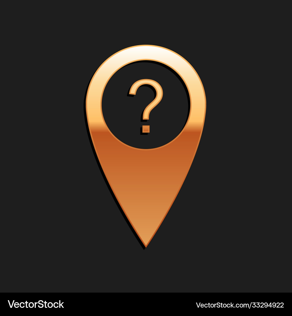 Gold map pointer with question symbol icon Gold map pointer with question symbol icon vector image