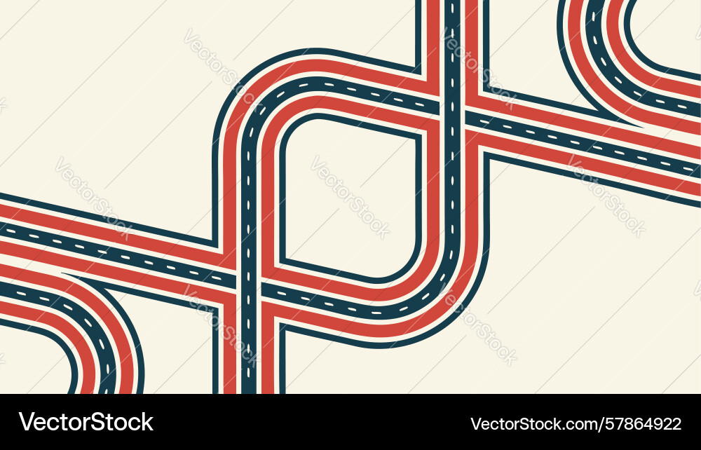 Interconnected winding road lines pattern design Vector Image