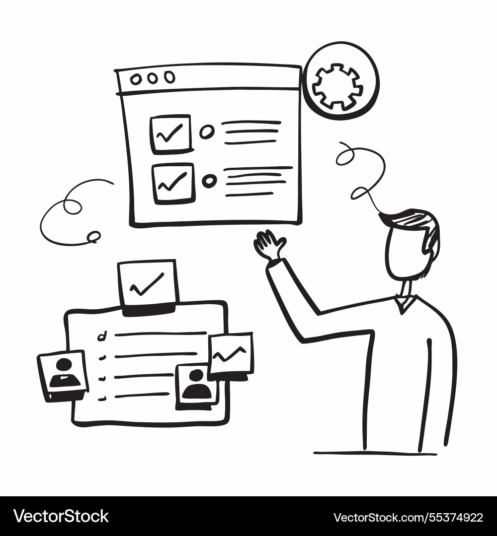 It manager with tech infrastructure concept It manager with tech infrastructure concept vector image