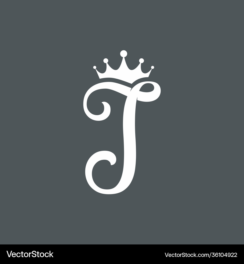 J initial letter with crown vector image