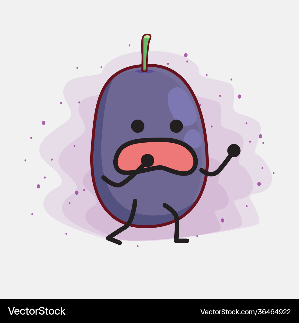 Java plum fruit cute character with simple face vector image
