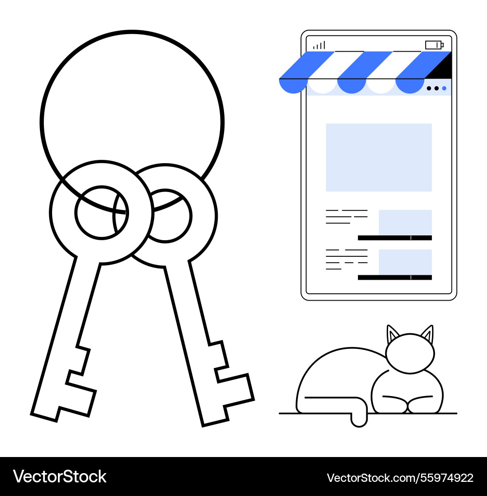 Keys with overlapping circles online storefront Vector Image
