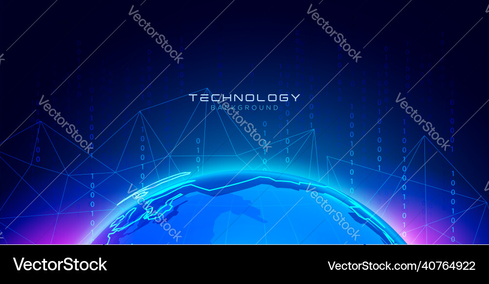 Modern global technology background with binary Modern global technology background with binary Vector Image