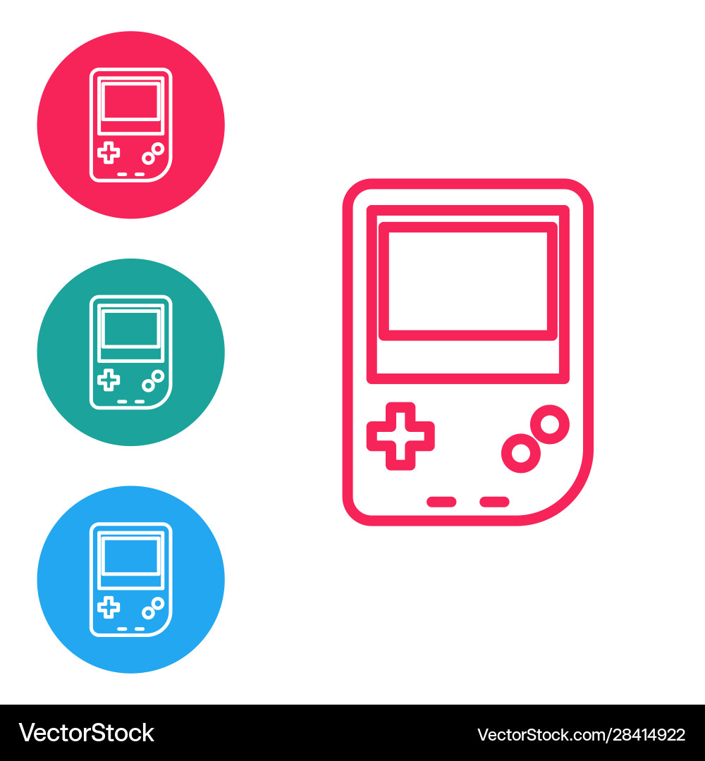 Red line portable video game console icon isolated Vector Image