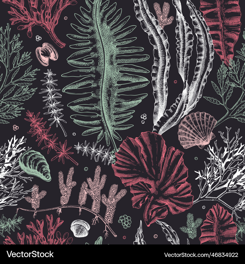 Sea life background edible seaweed seamless Sea life background edible seaweed seamless vector image
