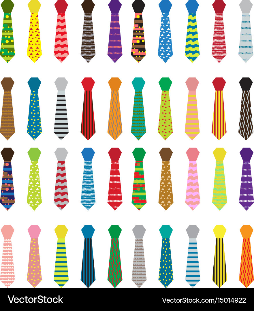Set of multicolored ties with different patterns vector image