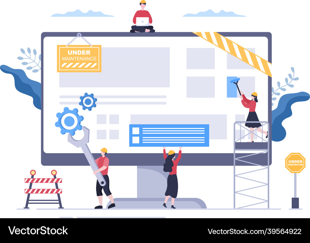 Software system under maintenance error website Software system under maintenance error website vector image