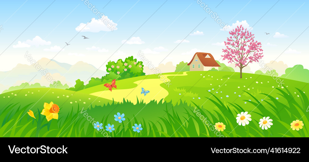 Spring Countryside Landscape Royalty Free Vector Image