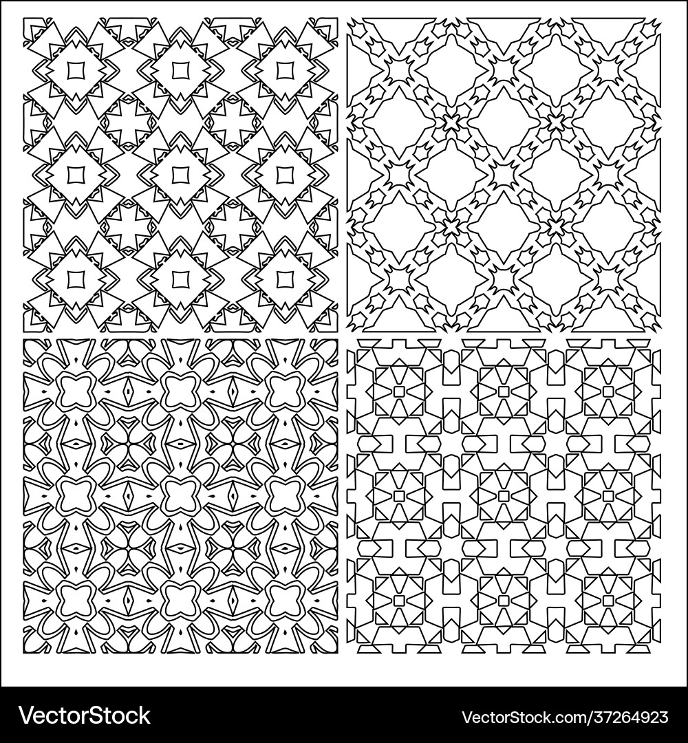 4 universal different geometric seamless patterns vector image