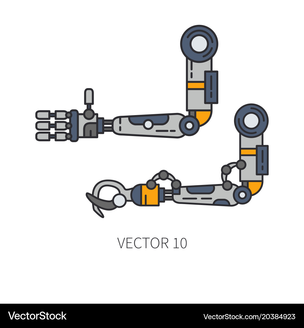 Bionic robot arm prosthesis line icon set vector image