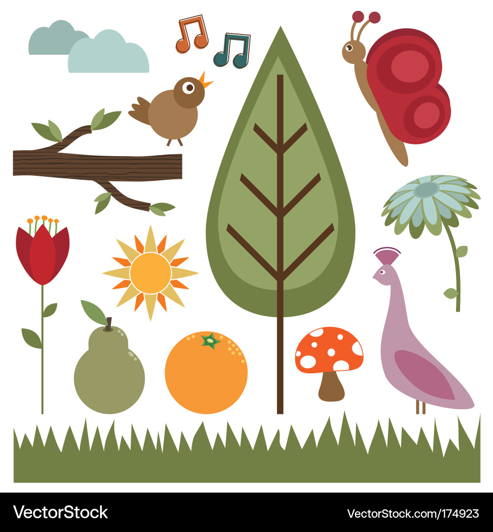 Colorful Nature Icons Vector Image